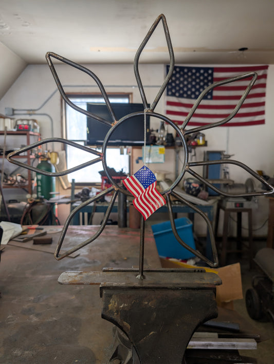 Handcrafted Steel Sunburst Sculpture